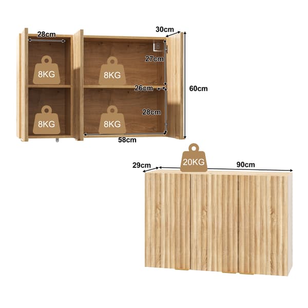 SONNENH Köksskåp, MDF, Naturfärgad, 90 × 29 × 60 cm