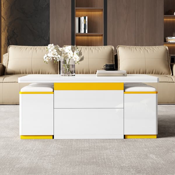 SONNENH Sofabord, MDF / Spånplade, Hvid, 100 × 50 × 43 cm