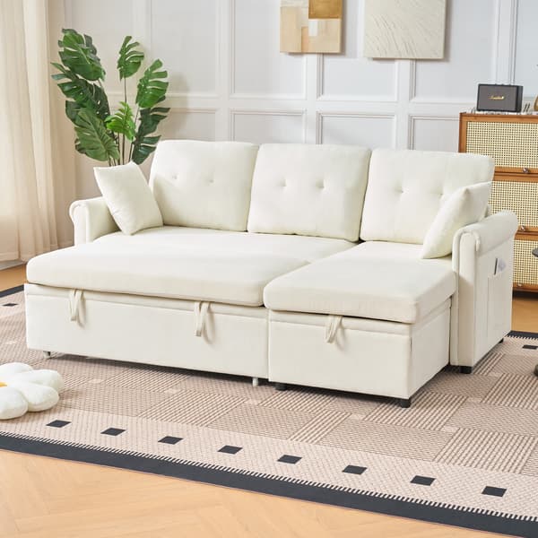 SONNENH Sovesofa, Chenille, Beige, 206 × 130 × 85 cm