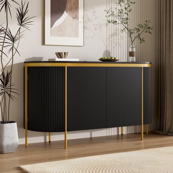 SONNENH Sideboard, MDF, Svart, 140 × 38 × 80 cm