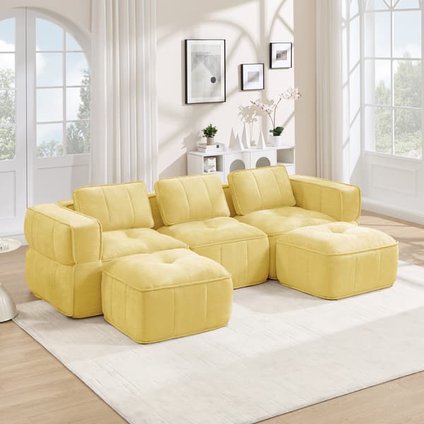 SONNENH 3-sitssoffa, Polyester, Gul, 271 × 162 × 67 cm
