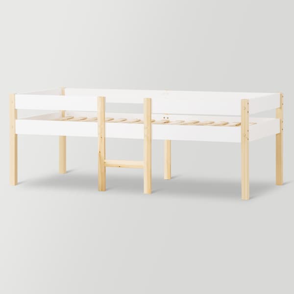 Våningssäng, 90 x 200 cm, vit, med förvaring