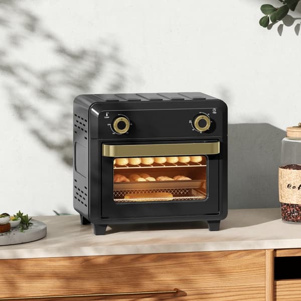 SONNENH Miniovn med varmluft, airfryer, timer, indvendig belysning, 10L, sort