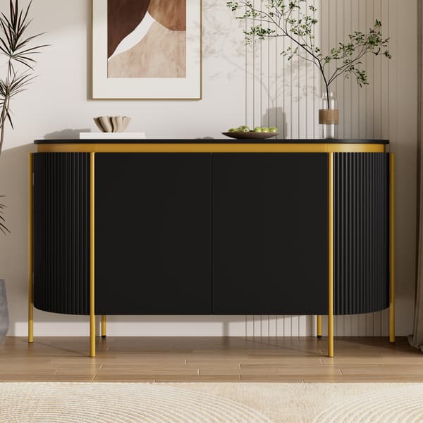 SONNENH Sideboard, MDF, Svart, 140 × 38 × 80 cm