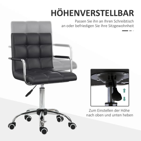 SONNENH Kontorstol, PVC, Sort, 52,5 × 54 × 99 cm