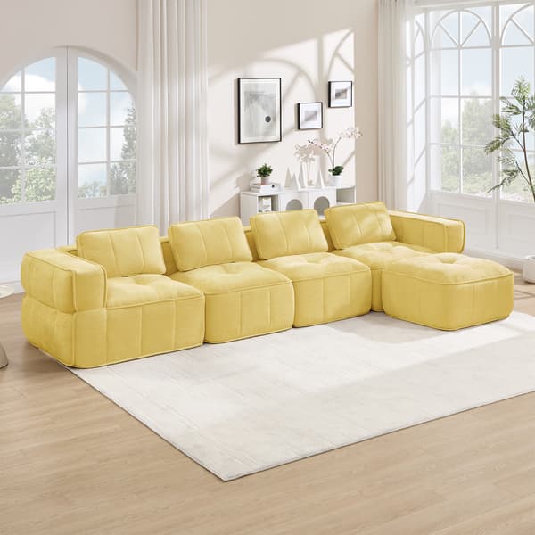 SONNENH Hjørnesofa, Polyester, Gul, 344 × 162 × 67 cm