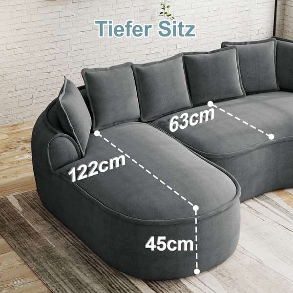 SONNENH Bekväm Chenille Cloud Double Sofa, Frameless Design, Extra Large Double Chaise Longue, Pillow Inkluderad