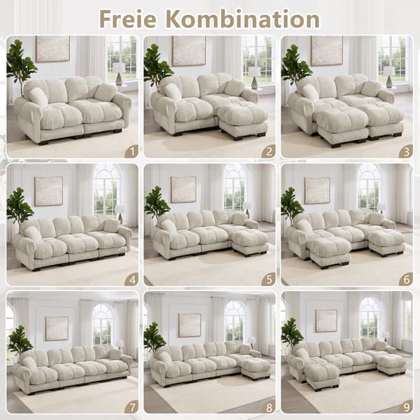 SONNENH 2-sitsig Chenille Sofa, L-formad Modular Corner Sofa, Fine Quilted Design, Elegant Style, Thick Seat Cushions, Soft & Supportive