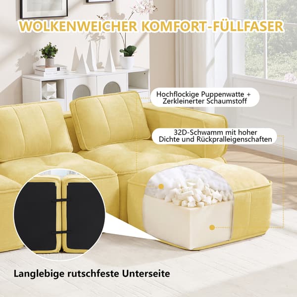 SONNENH 2-sitssoffa, Polyester, Gul, 198 × 93 × 67 cm