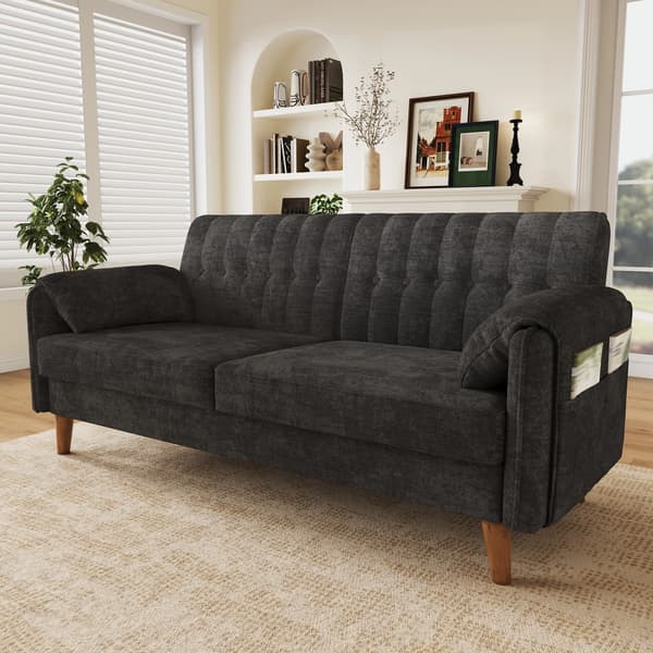 SONNENH 2-sitssoffa, Chenille, Mörkgrå, 161,5 × 79 × 83,5 cm