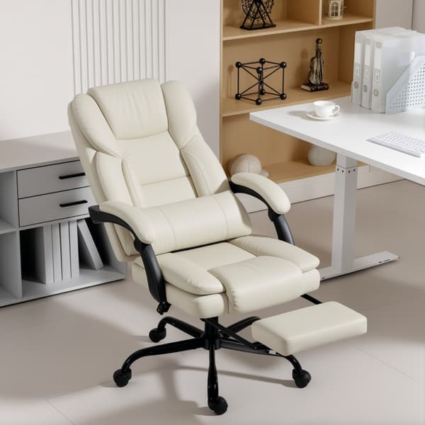 SONNENH Kontorstol, Kunstlæder, Beige, 67 × 65 × 119 cm