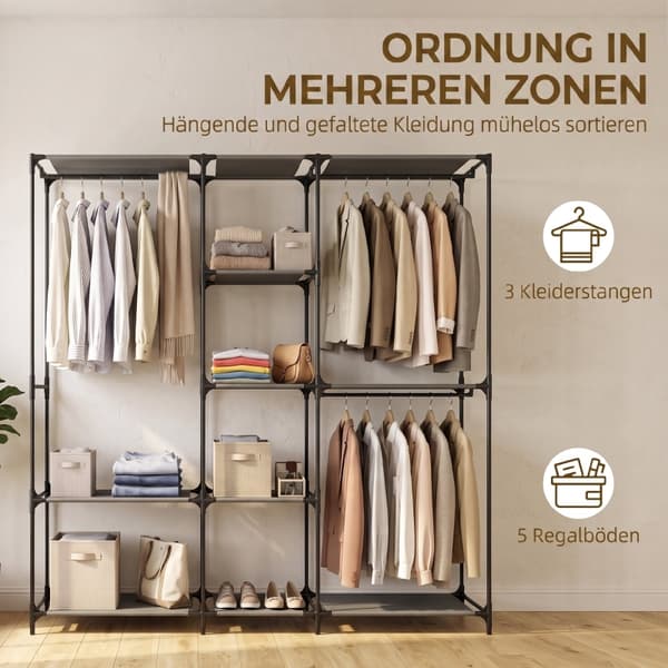 SONNENH Opbevaringsskab, Polyester, Sort, 182 × 43 × 182 cm