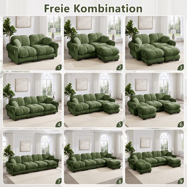 SONNENH 2-Sæder Chenille Sofa, L- formet Modular Corner Sofa, Fine Quiltet Design, Elegant Style, Tyk Sæde Cushions, Soft & Supportive