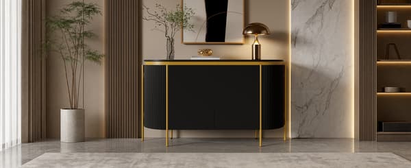 SONNENH Skænk, MDF, Sort, 140 × 38 × 80 cm