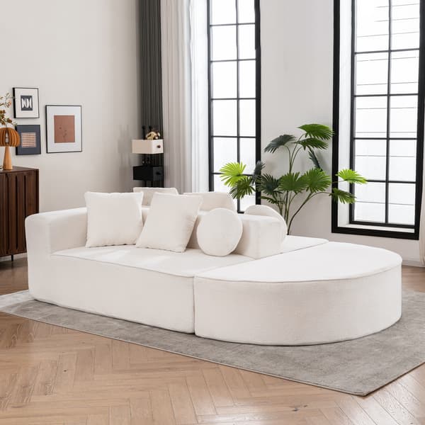 SONNENH Helt komprimerad benlös soffa, vardagsrum/sovrum med segmenterad molnsoffa, modern modulsoffa, ingen montering, bekvämt hudvänligt chenilletyg