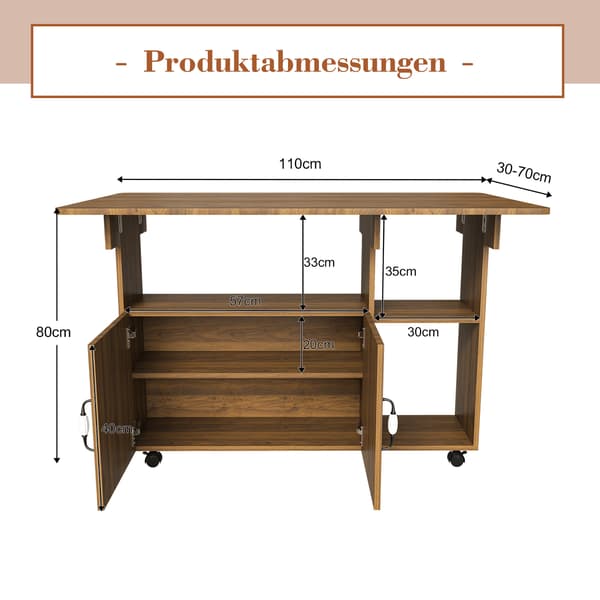 SONNENH Matbord, MDF, Valnöt, 110 × 70 × 80 cm