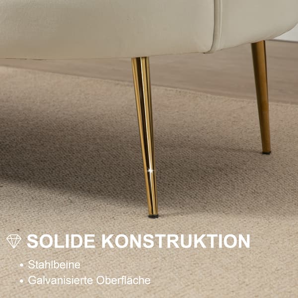SONNENH 2-sits soffa soffa stoppad soffa loveseat armstöd sammet upp till 150 kg vardagsrum sovrum kräm 130x77x77cm