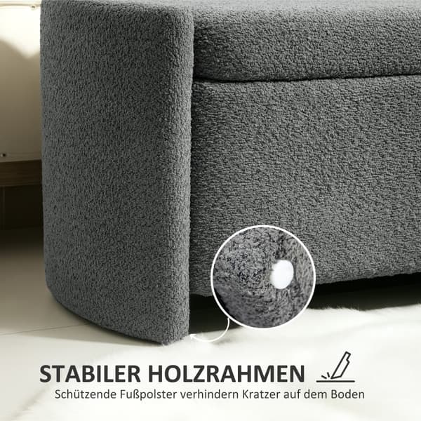 SONNENH Förvaringsbänk, Polyester, Grå, 105 × 44 × 45,5 cm