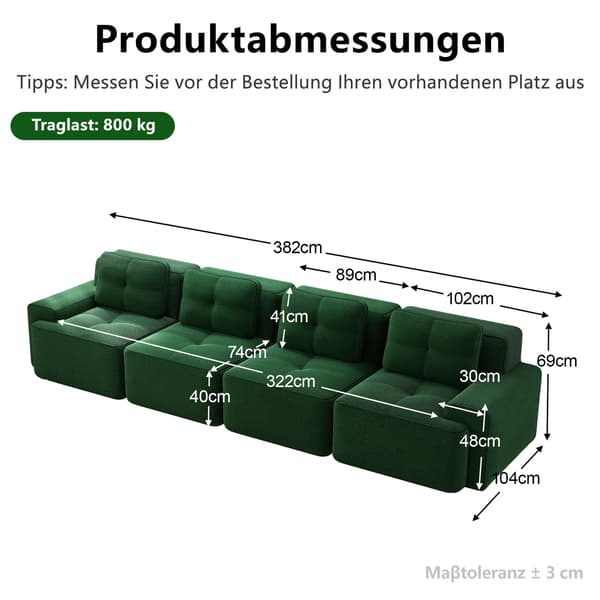 SONNENH Boneless Sofas för vardagsrum, Modular Sofa, 4 Seater Comfortable Upholstered Deep Seat Corduroy Cloud Sofa, Montering Gratis Soffa