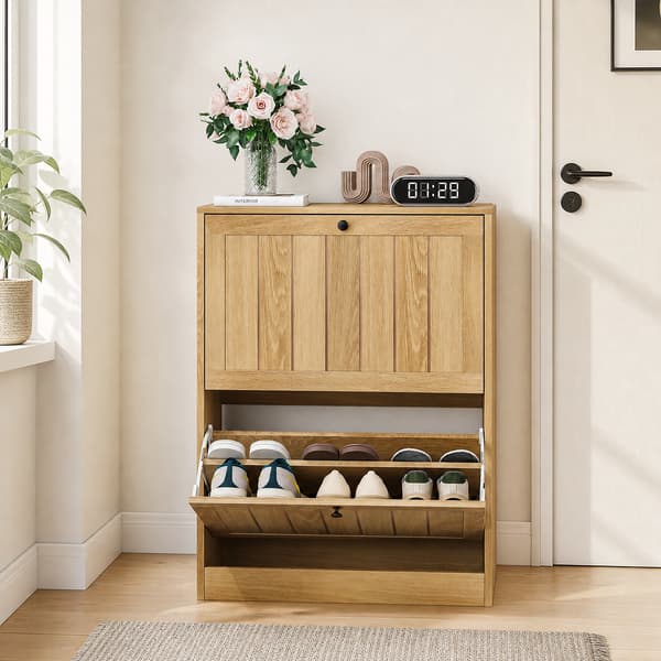 SONNENH Skoskab, MDF / Spånplade, Eg, 60 × 24 × 80 cm
