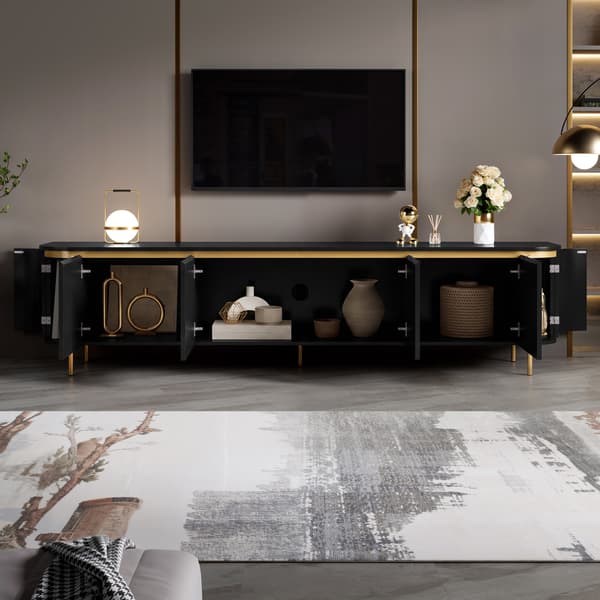SONNENH TV-bord, MDF, Sort, 180 × 38 × 46 cm