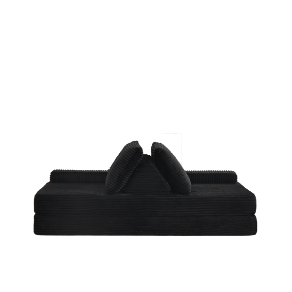 SONNENH Sofa, Fløjl / Skum, Sort, 211,5 × 106,5 × 62 cm