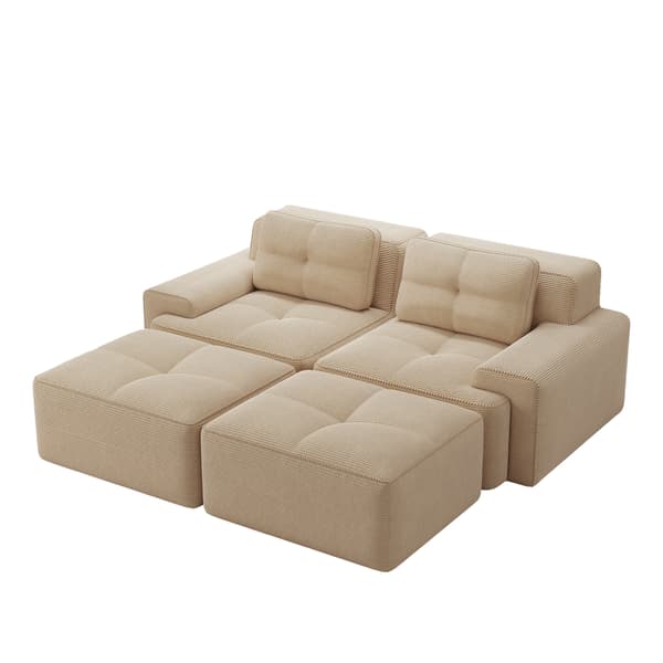 SONNENH Cloud Modular Sofa Boneless U- Shaped Sofa, Komfortabel Corduroy Cloud Sofa, Modular Sofa med Ottoman, Modular Two-Seater Sofa