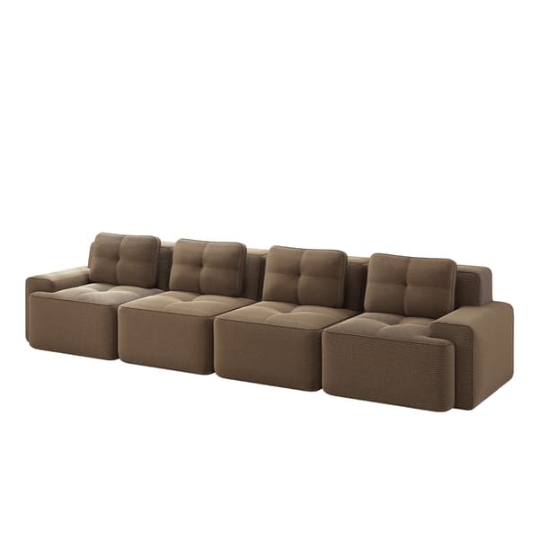 SONNENH Boneless Sofas för vardagsrum, Modular Sofa, 4 Seater Comfortable Upholstered Deep Seat Corduroy Cloud Sofa, Montering Gratis Soffa