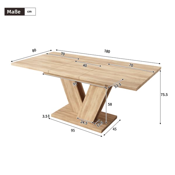 SONNENH Matbord, MDF, Ek, 180 × 80 × 75,5 cm