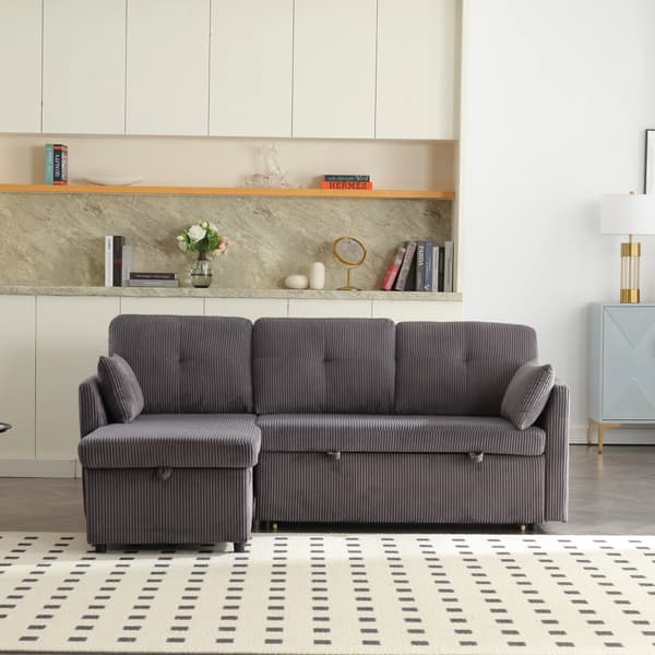 SONNENH Sovesofa, Fløjl, Mørkegrå, 206 × 108 × 66 cm