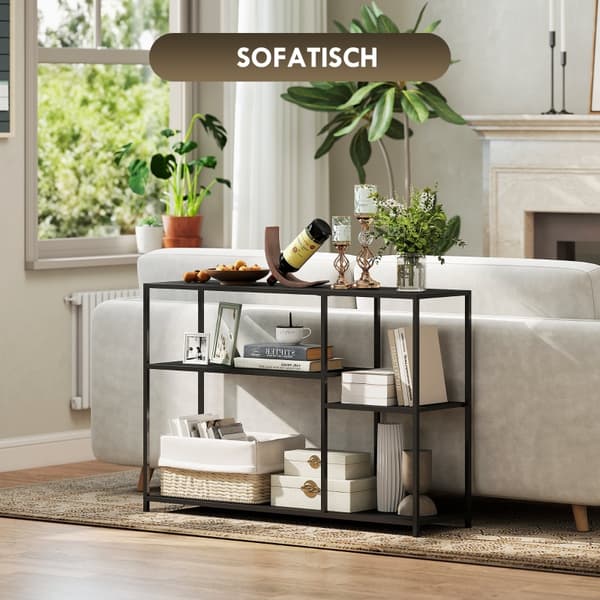 SONNENH Konsolbord, Stål, Svart, 110 × 30 × 75 cm