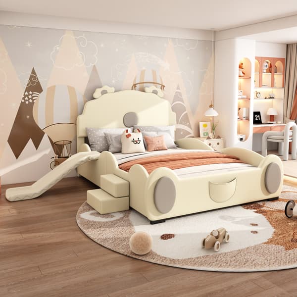 Barnsäng, 140 x 200 cm, beige, med lamellbotten