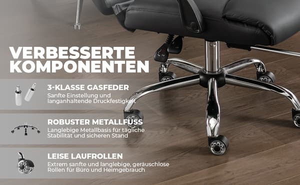 SONNENH Kontorstol, Teknisk stof, Sort, 65 × 48 × 120 cm