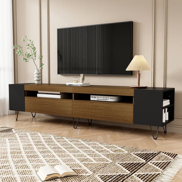 SONNENH Moderne tv-skab, sort og træ look - længde 180 cm