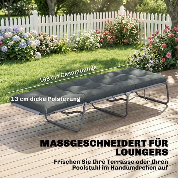 SONNENH Sittdyna, Polyester, Mörkgrå, 198 × 65 × 13 cm