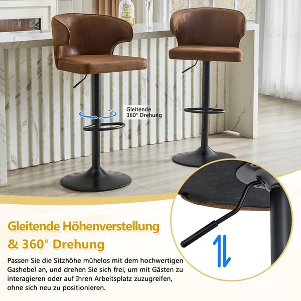 SONNENH Barstol – set med 2, Tyg, Brun, 49,7 × 45 × 110 cm