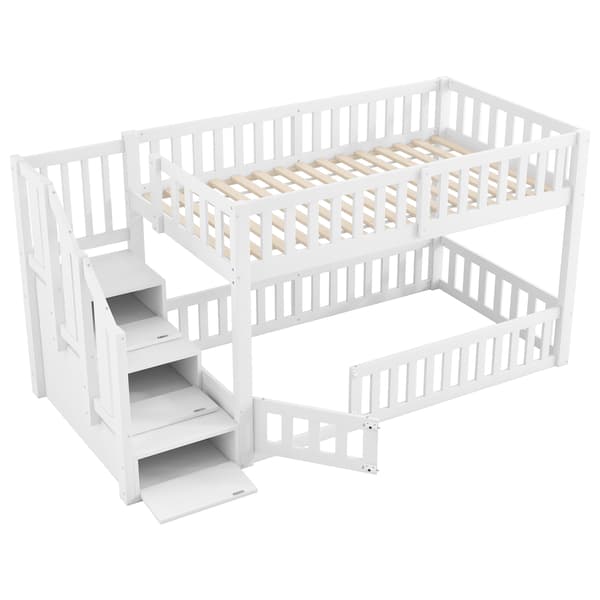 SONNENH 90X200 Bunk Bed, stege med lagring, vit