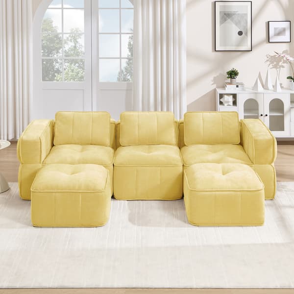 SONNENH 3-sitssoffa, Polyester, Gul, 271 × 162 × 67 cm