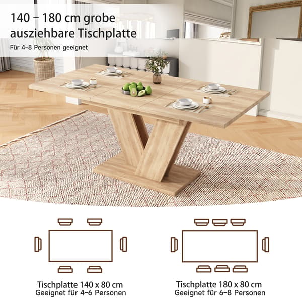 SONNENH Matbord, MDF, Ek, 180 × 80 × 75,5 cm