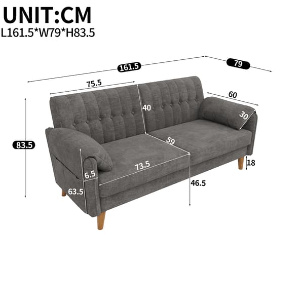 SONNENH 2-personers sofa, Chenille, Lysegrå, 161,5 × 79 × 83,5 cm