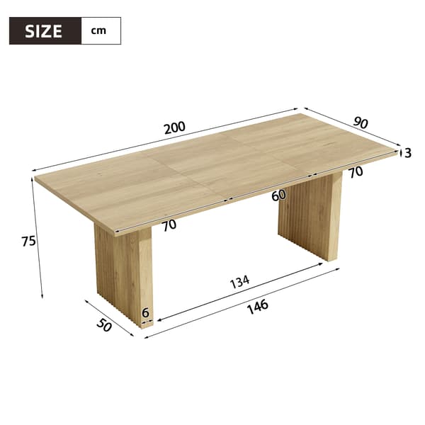SONNENH Spisebord, MDF, Eg, 200 × 90 × 75 cm