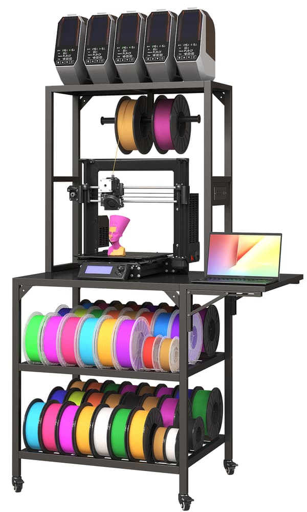 SONNENH 3D-printer stativ, robust 3D-printer skrivebordstativ med filamenthylde, T-formet spoleholder med ruller