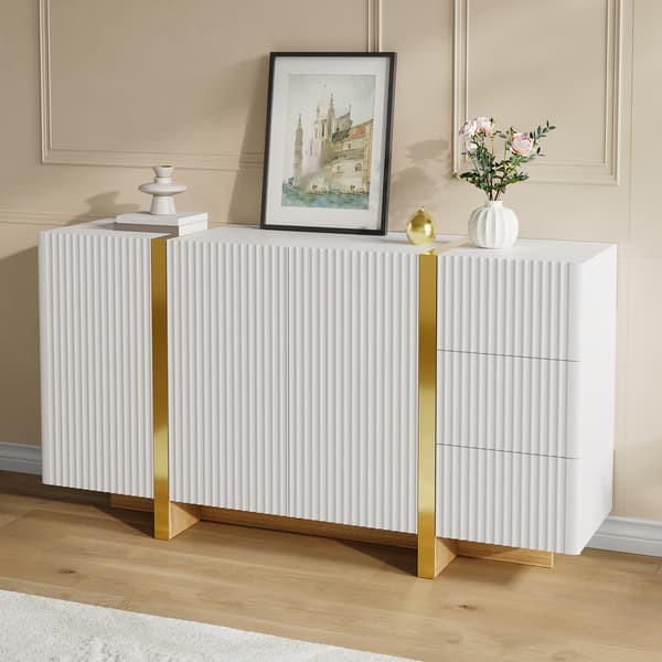 SONNENH Sideboard, MDF / Spånskiva, Vit, 140 × 36 × 75 cm