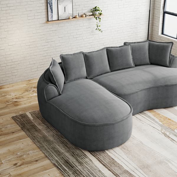 SONNENH Manchester Vänster Chaise-soffa med kuddar Chenille -Grå