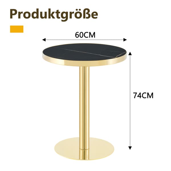 SONNENH Sidebord, MDF, Sort / Guldfarvet, 59,5 × 59,5 × 73,5 cm