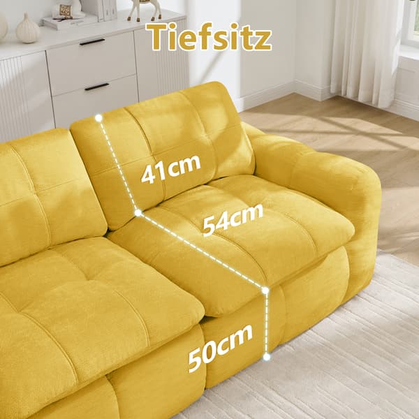 SONNENH Sofa, Chenille, Gul, 334 × 97 × 68 cm