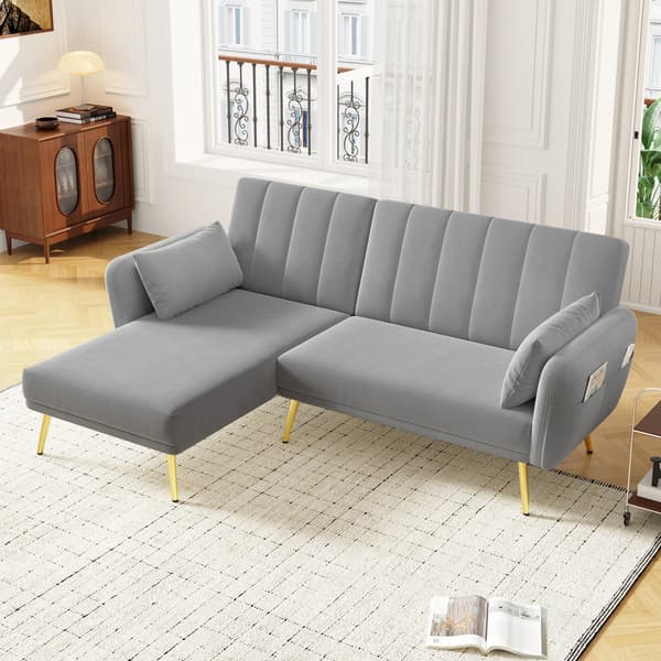 SONNENH Modern hopfällbar soffa, L-formad soffa, bäddsoffa med extra hörn, hörnsoffa med sovfunktion, lämplig för vardagsrum, sovrum, hemmabio