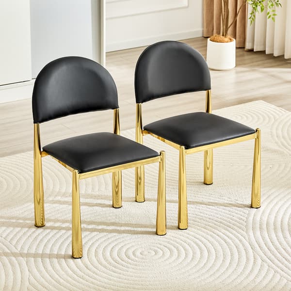SONNENH Spisestuestol – sæt med 2, PU, Sort, 45 × 48 × 80 cm