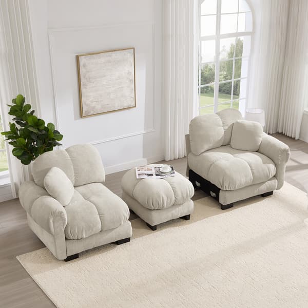 SONNENH 2-sitsig Chenille Sofa, L-formad Modular Corner Sofa, Fine Quilted Design, Elegant Style, Thick Seat Cushions, Soft & Supportive
