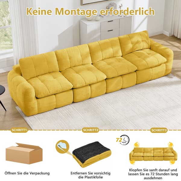 SONNENH Sofa, Chenille, Gul, 334 × 97 × 68 cm